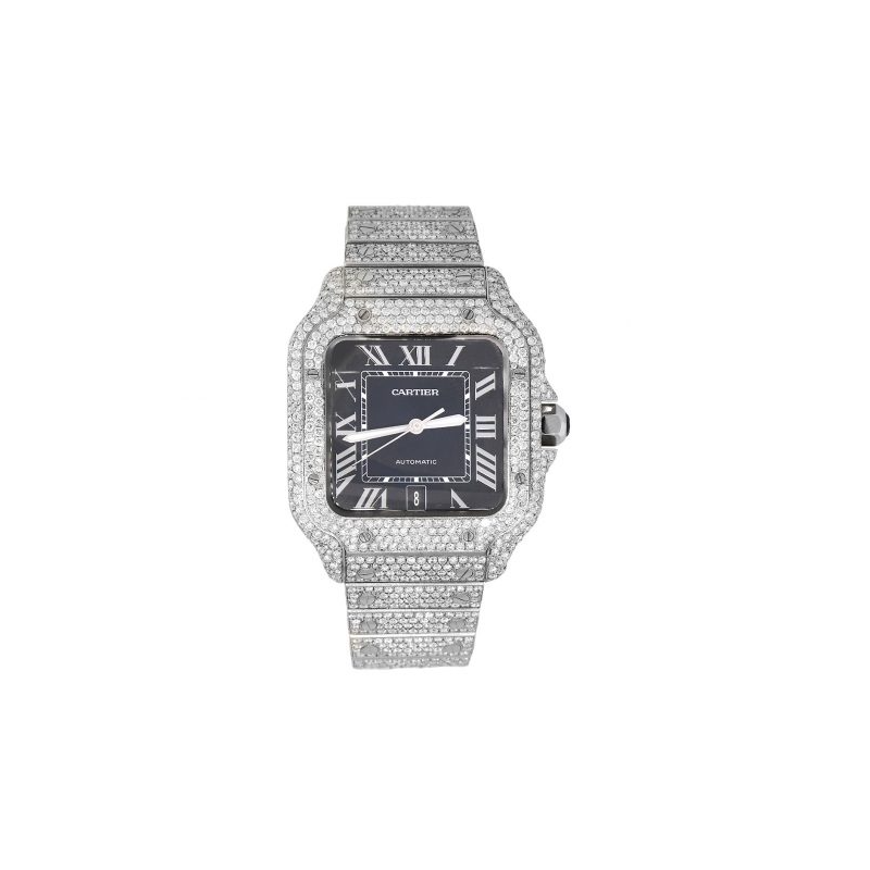 Custom Diamond Cartier 40mm Cartier Santos Galbee