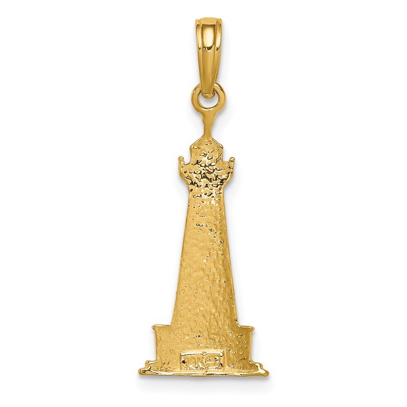 14K and White Rhodium Cape Hatteras Lighthouse Pendant