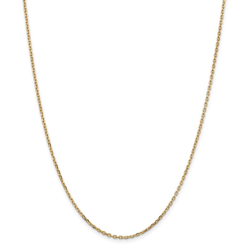 14K 26 inch 1.8mm Diamond-cut Round Open Link Cable with Lobster Clasp Chain