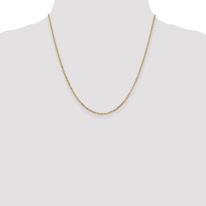 14K 26 inch 1.8mm Diamond-cut Round Open Link Cable with Lobster Clasp Chain