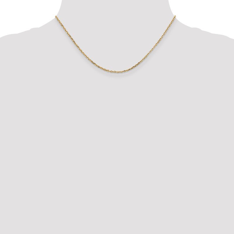 14K 26 inch 1.8mm Diamond-cut Round Open Link Cable with Lobster Clasp Chain