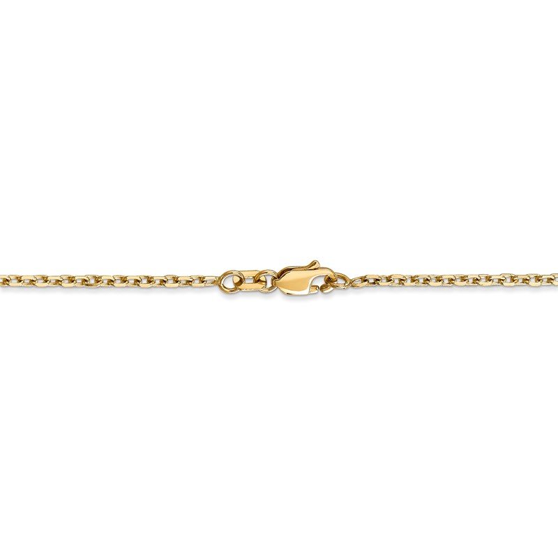 14K 26 inch 1.8mm Diamond-cut Round Open Link Cable with Lobster Clasp Chain