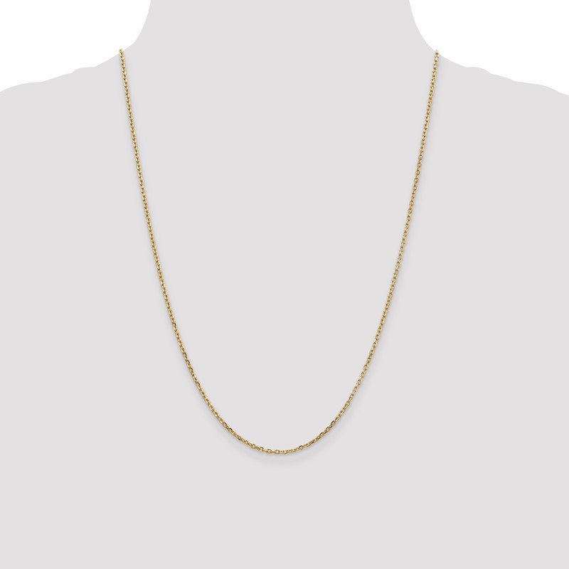 14K 26 inch 1.8mm Diamond-cut Round Open Link Cable with Lobster Clasp Chain
