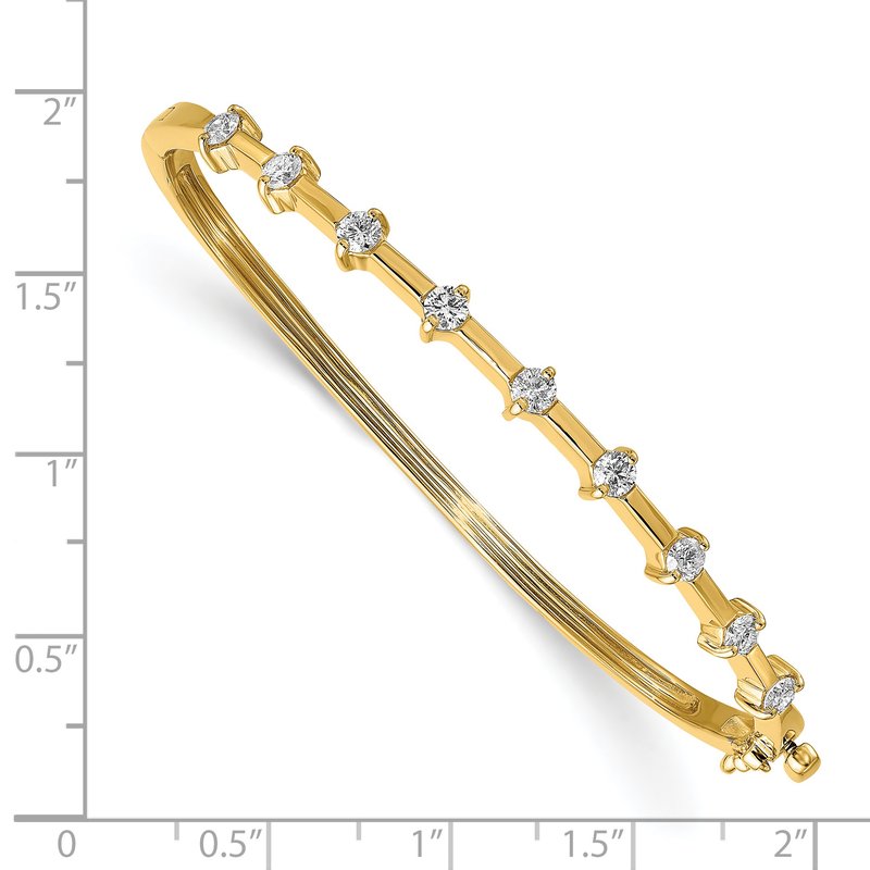 14k Complete 7/8 carat A Diamond Hinged Oval Bangle Bracelet