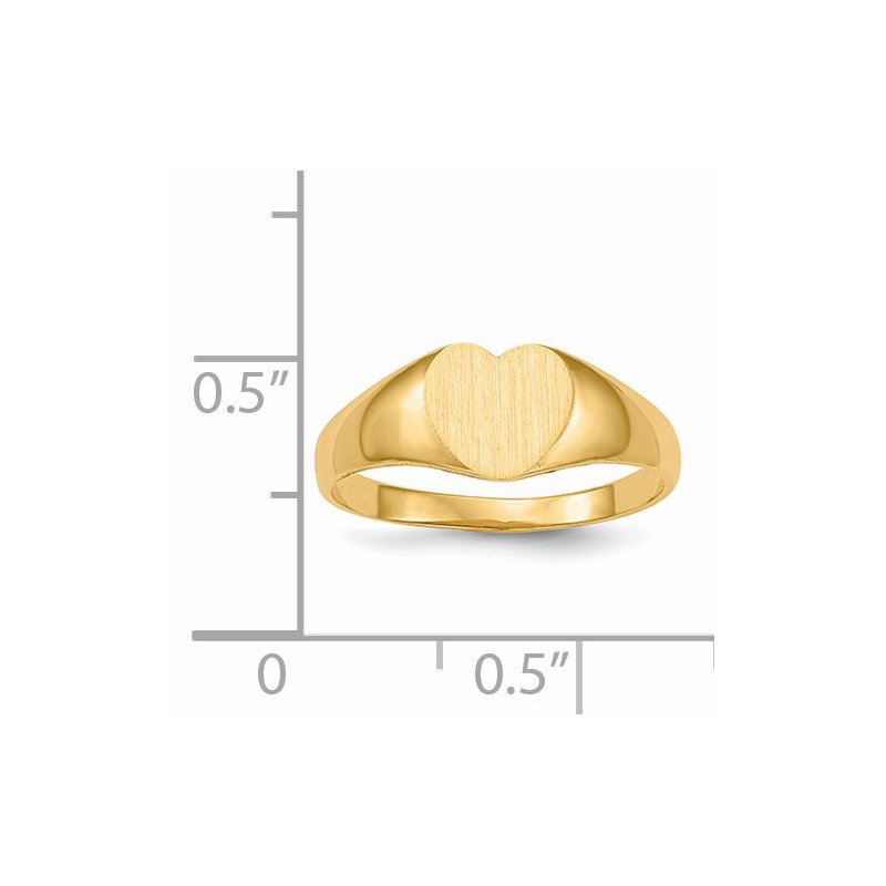 14k 8.0x6.5mm Closed Back Heart Signet Ring