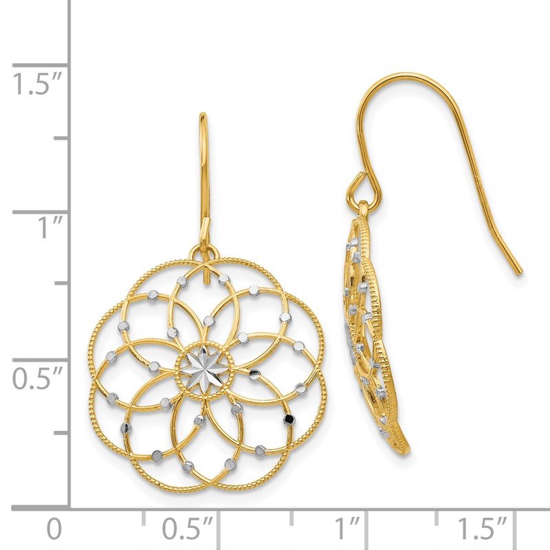 14k &amp; Rhodium Diamond-cut Fancy Shepherd Hook Earrings