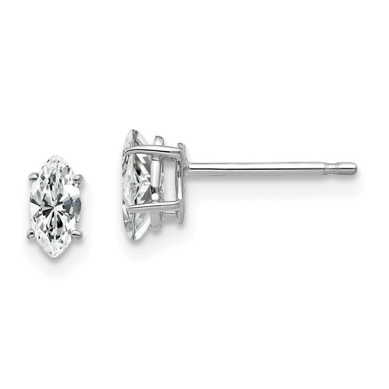14k White Gold 6x3mm Marquise Cubic Zirconia Post Earrings