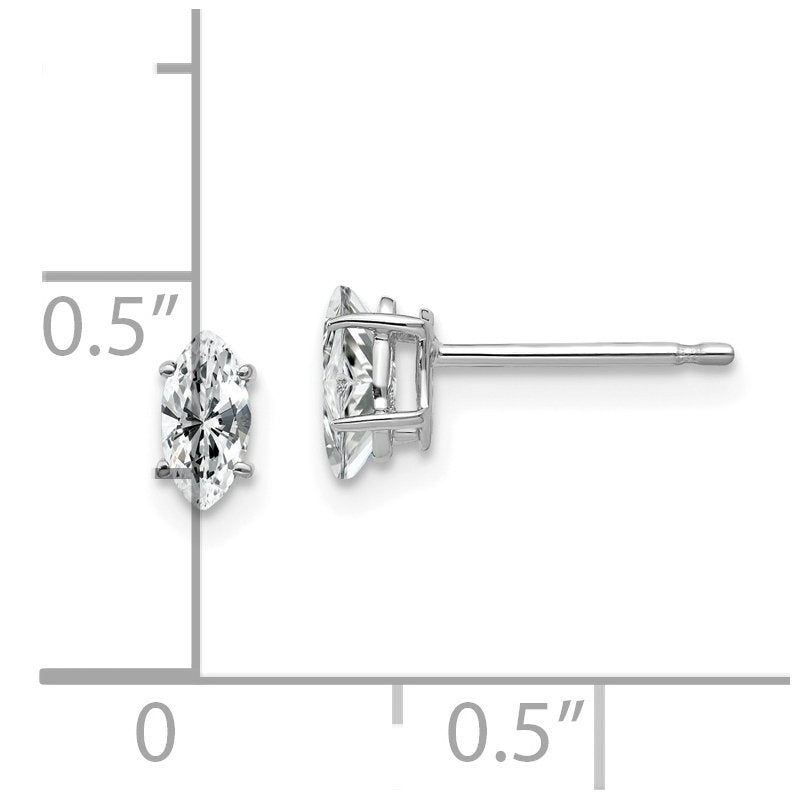 14k White Gold 6x3mm Marquise Cubic Zirconia Post Earrings