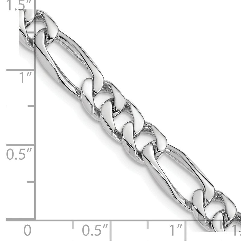 14K White Gold 18 inch 7mm Hand Polished Figaro Link with Fancy Lobster Clasp Chain