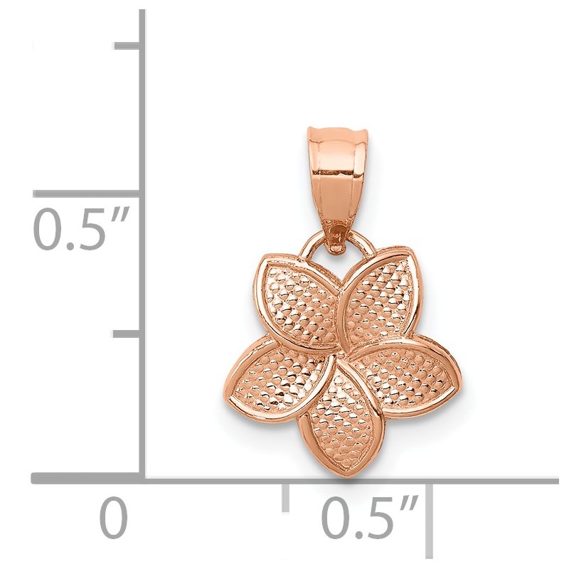 14K Rose Gold Polished Mini Plumeria Pendant