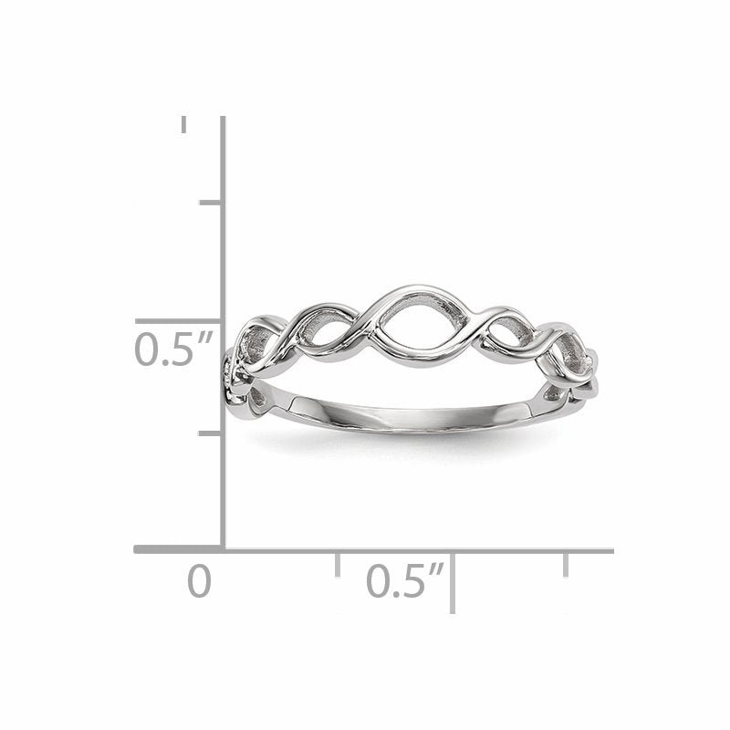 14k White Gold Polished Twisted Loops Ring