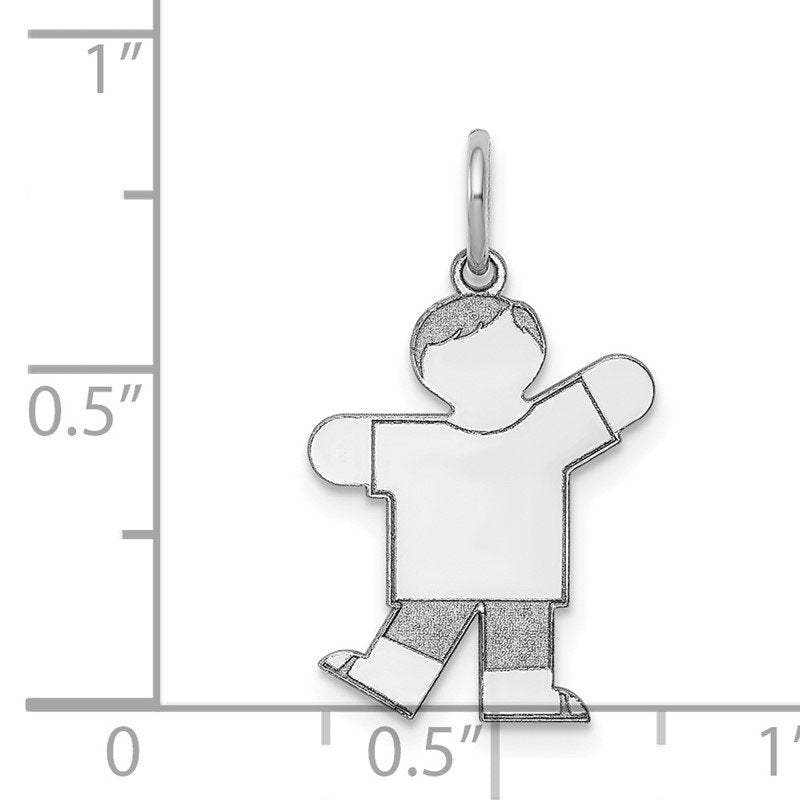 14k White Gold The Kids Small Boy with Haircut Engravable Kiss Charm