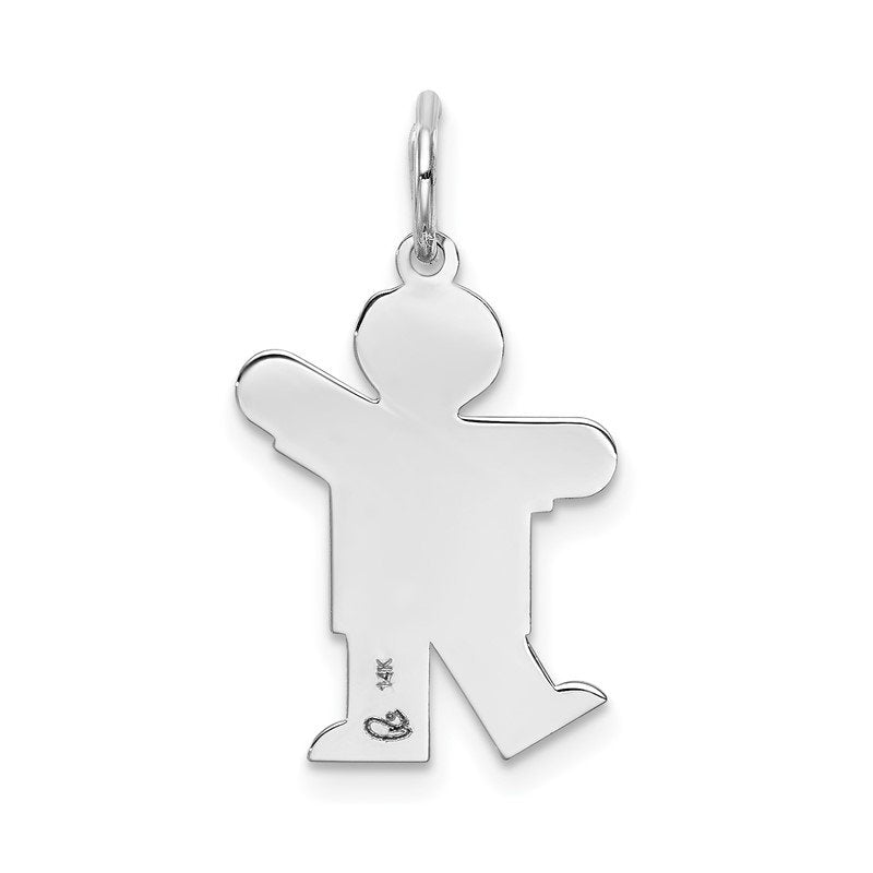 14k White Gold The Kids Small Boy with Haircut Engravable Kiss Charm