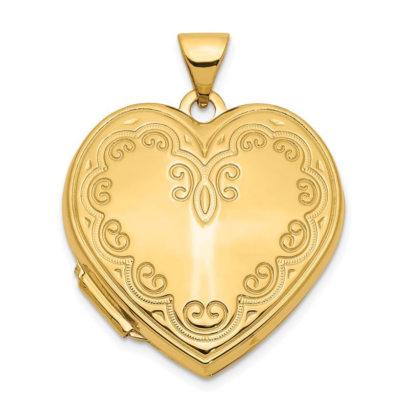 14k Scallop Design 21mm Heart Locket