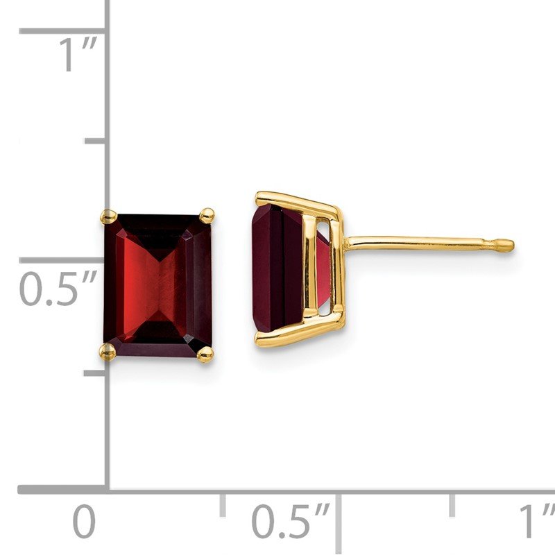 14k 8x6mm Emerald-cut Garnet Post Earrings