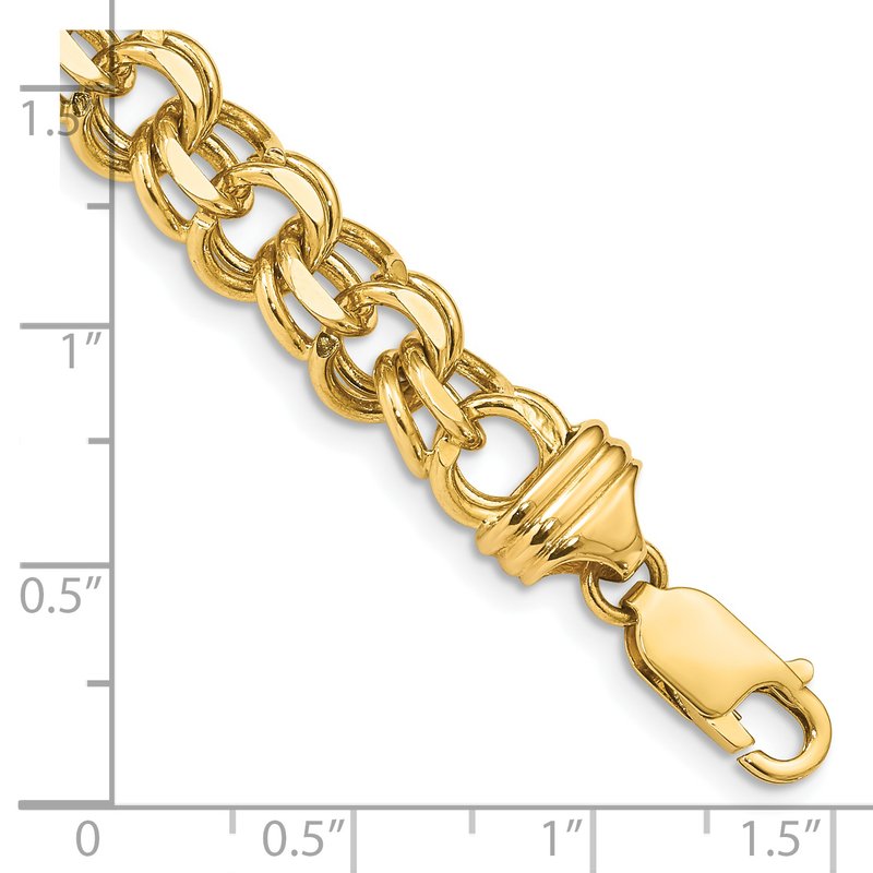 14k 8.5mm Diamond-cut Solid Heavy Double Link 7 inch Charm Bracelet