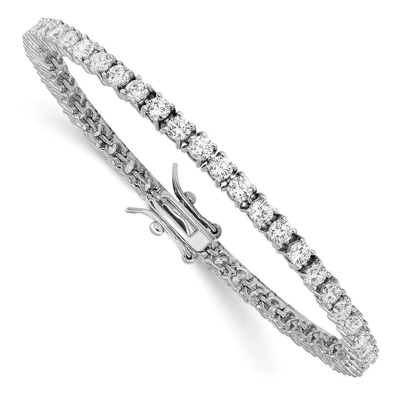 Sterling Silver Rhodium-plated Brilliant-cut CZ 7 Inch Tennis Bracelet