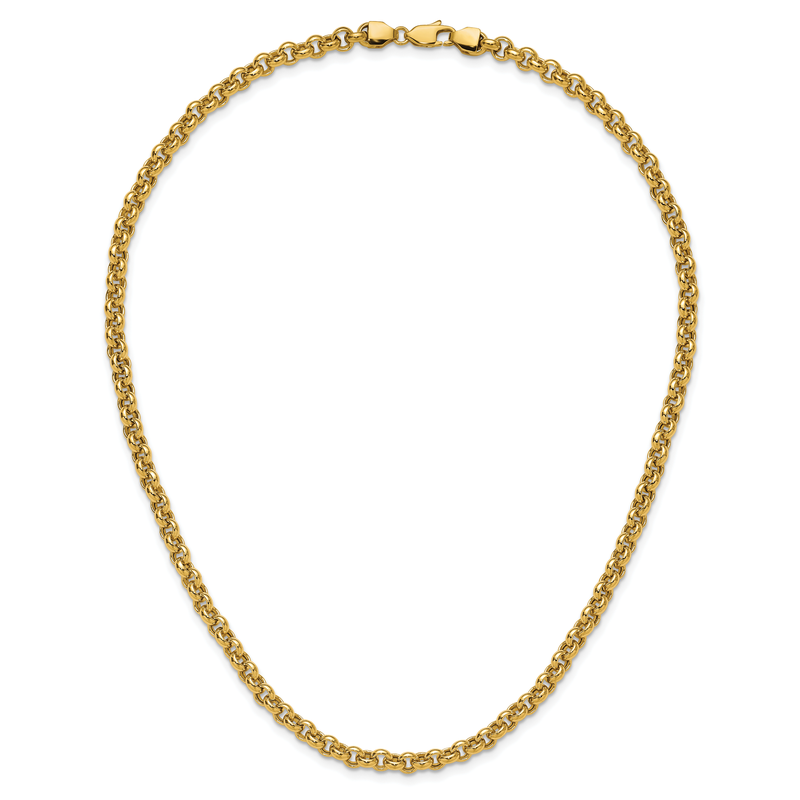 14k Polished Fancy 5mm Rolo Link 18 inch Necklace