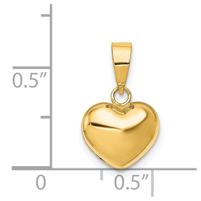 14K Polished 3-D Puffed Heart Pendant