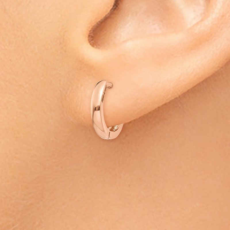 14k Rose Gold 1.8mm Round Hinged Hoop Earrings