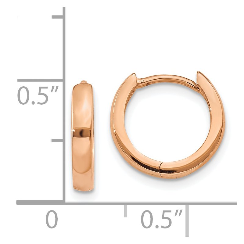 14k Rose Gold 1.8mm Round Hinged Hoop Earrings
