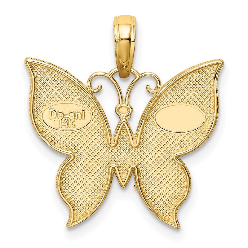 14K and White Rhodium Butterfly Pendant