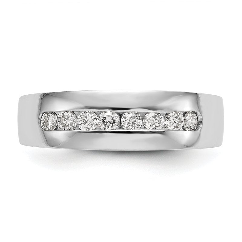 14K White Gold Men's 1/3 carat Lab Grown Diamond VS+ F+ Complete Channel Band