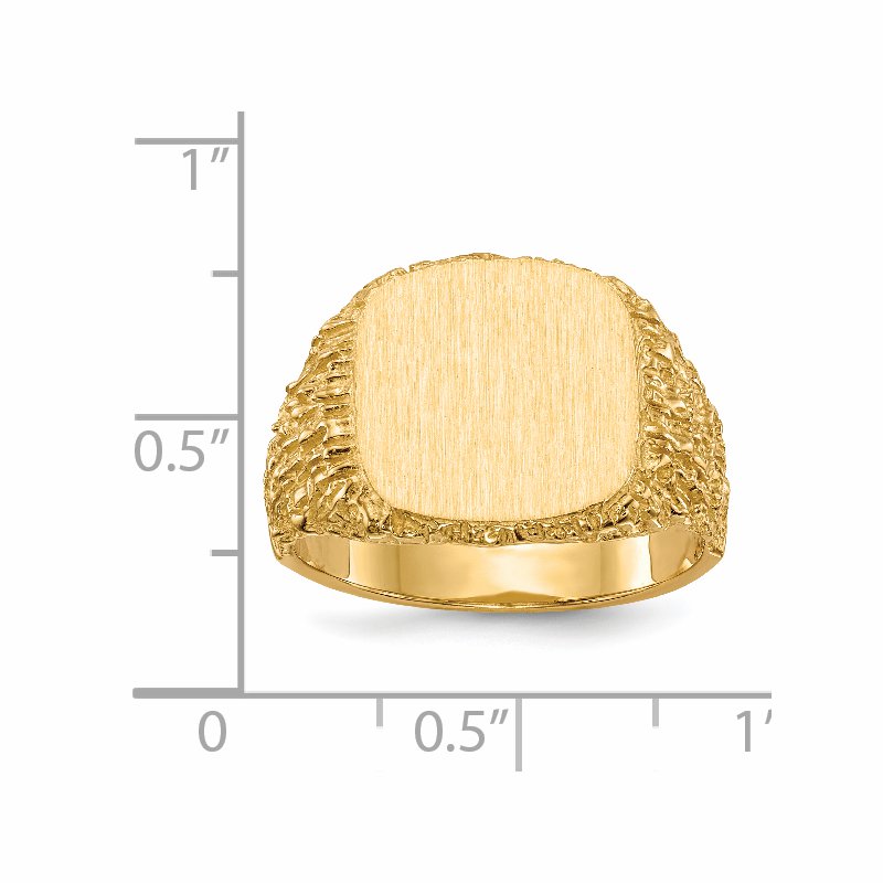 14k 13.5x13.5mm Closed Back Mens Signet Ring