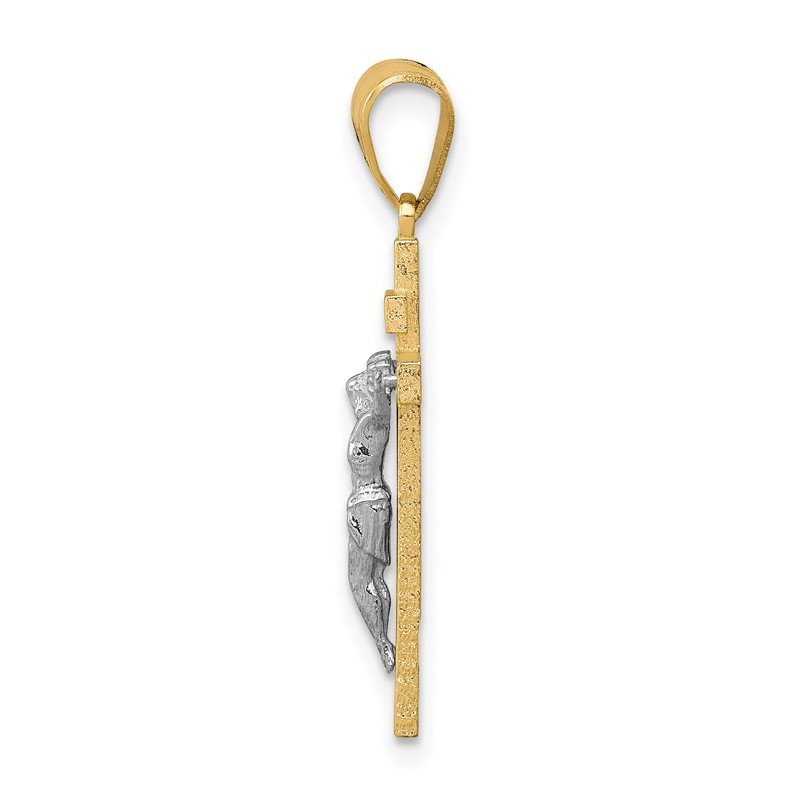 14K Two-tone INRI Crucifix Pendant