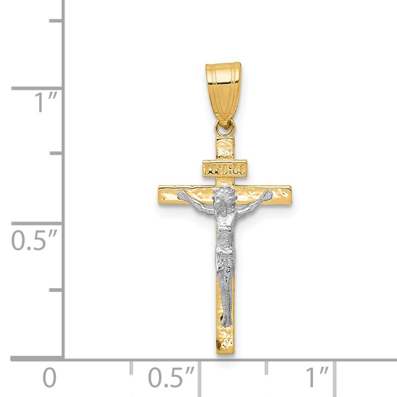 14K Two-tone INRI Crucifix Pendant
