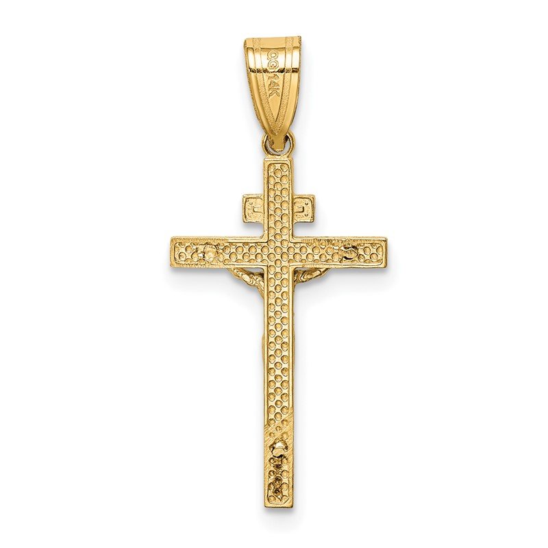 14K Two-tone INRI Crucifix Pendant