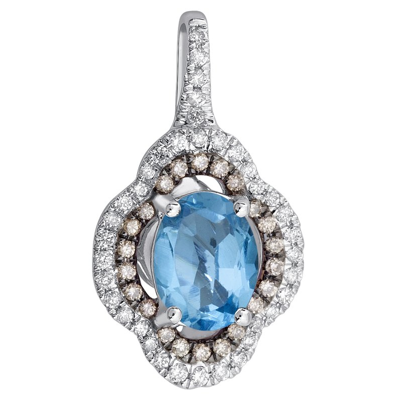18K 0.28 Brown Diamond And Blue Topaz Pendant