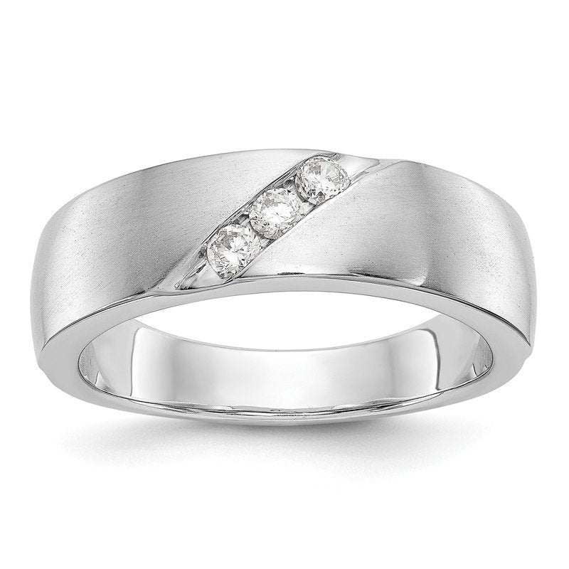 14K White Gold Men's 1/5 carat Lab Grown Diamond VS+ F+ Complete Band