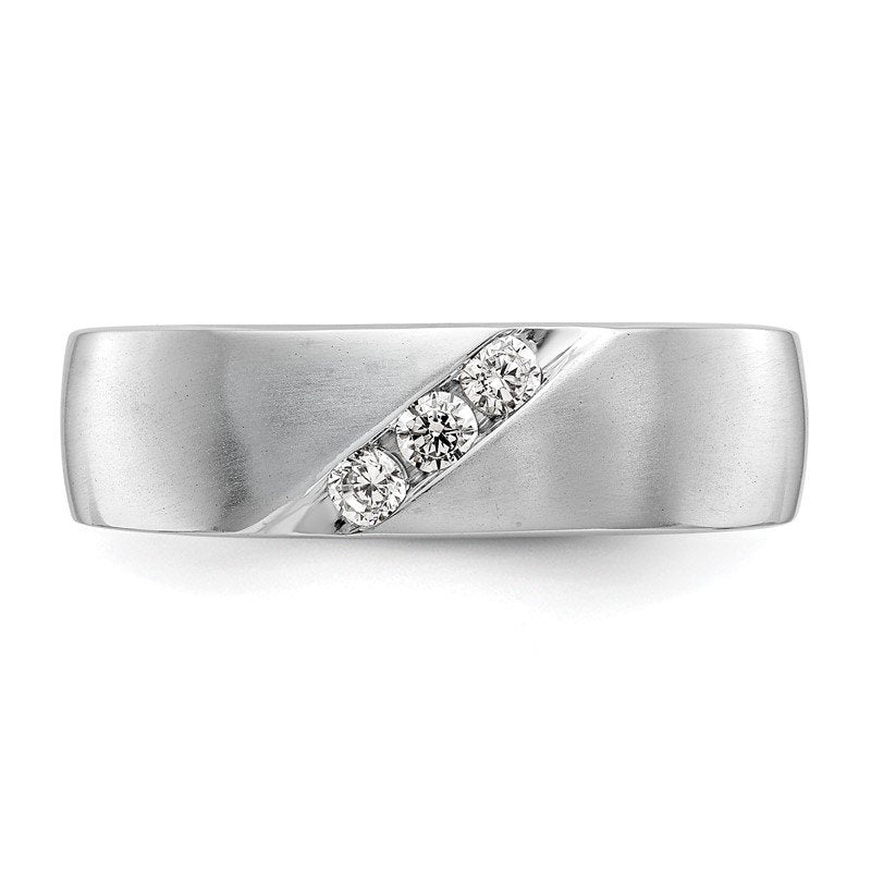 14K White Gold Men's 1/5 carat Lab Grown Diamond VS+ F+ Complete Band