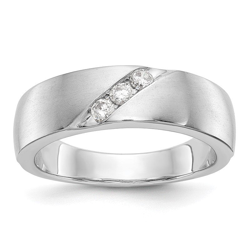 14K White Gold Men's 1/5 carat Lab Grown Diamond VS+ F+ Complete Band
