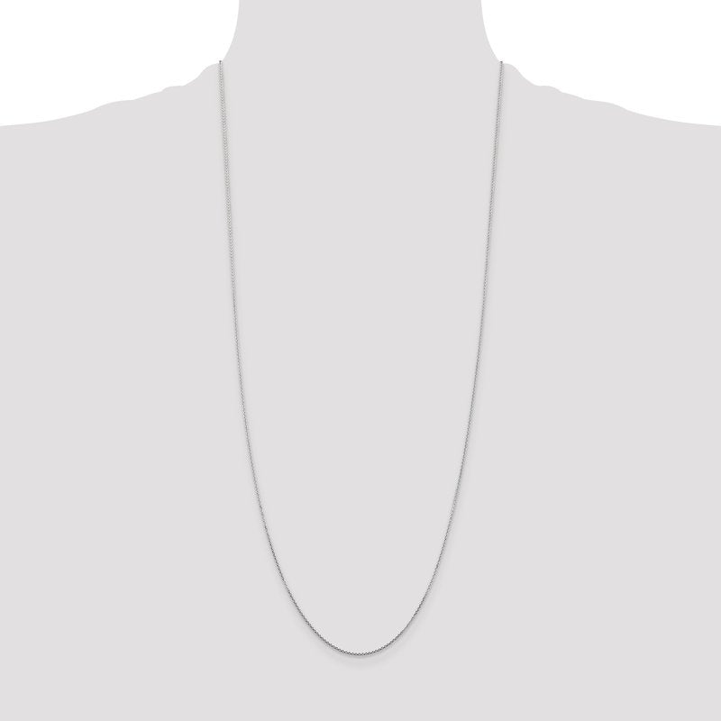 14K White Gold 26 inch .8mm Diamond-cut Round Open Link Cable with Lobster Clasp Chain