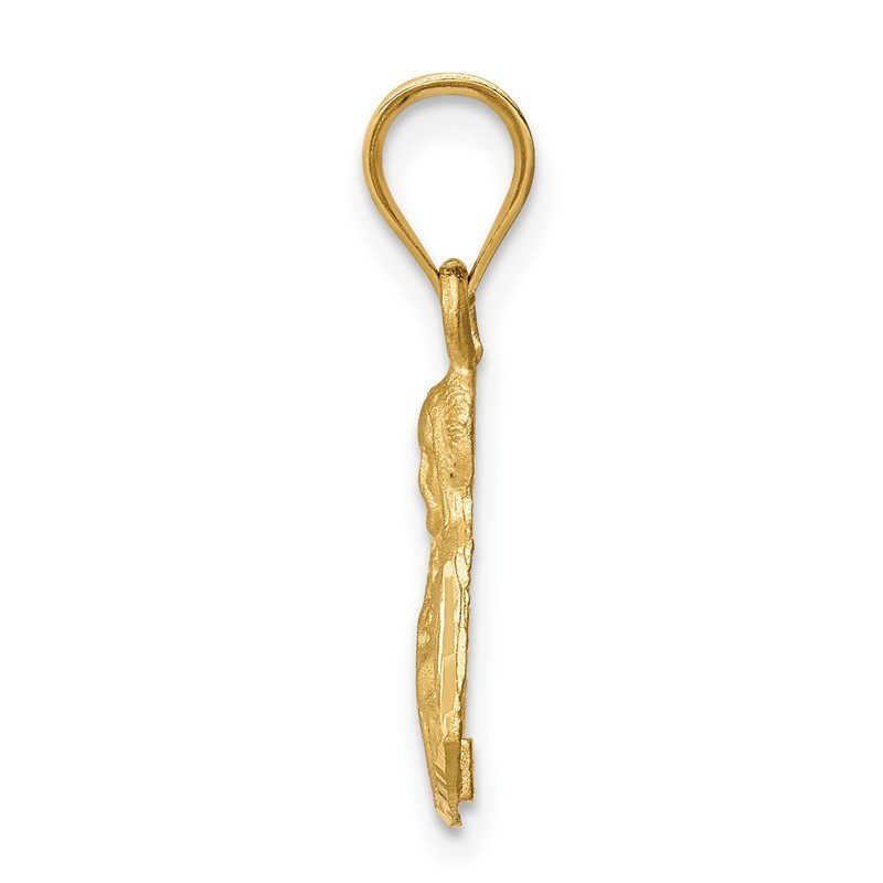 14K Brushed Diamond-Cut Solid Jesus Pendant