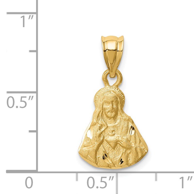 14K Brushed Diamond-Cut Solid Jesus Pendant