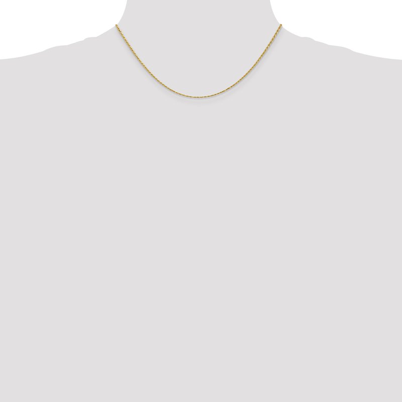 14K 14 inch 1.3mm Diamond-cut Solid Machine Made Rope with Lobster Clasp Chain