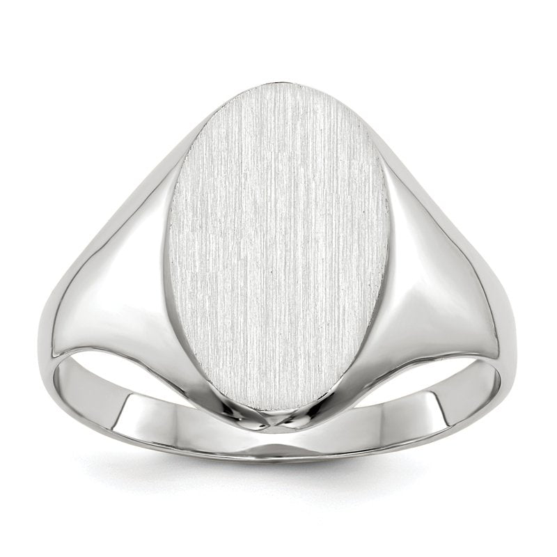 14k White Gold 9.0x14.0mm Closed Back Signet Ring