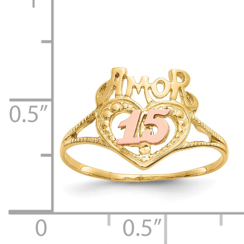14k Two-Tone Amor 15 Heart Ring