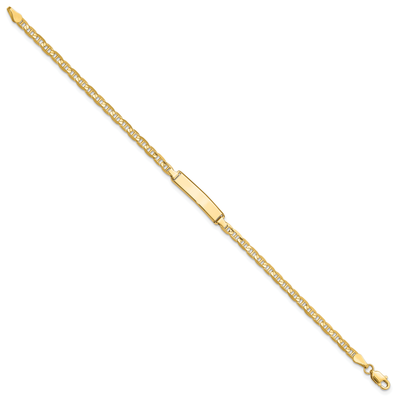 14k Polished Solid Chain/Solid Plate Anchor Link 19.5x4.5mm Plate 7 inch ID Bracelet