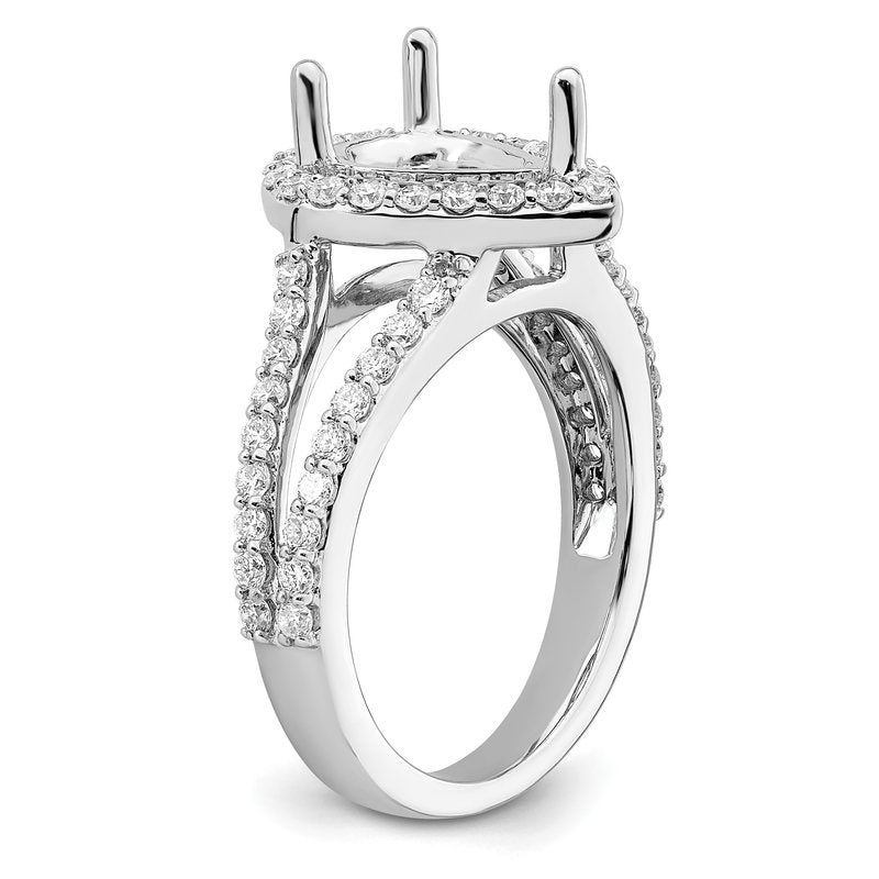 14K White Gold 5/8 carat Lab Grown Diamond VS/SI  D E F  Semi Mount Pear Halo Engagement Ring