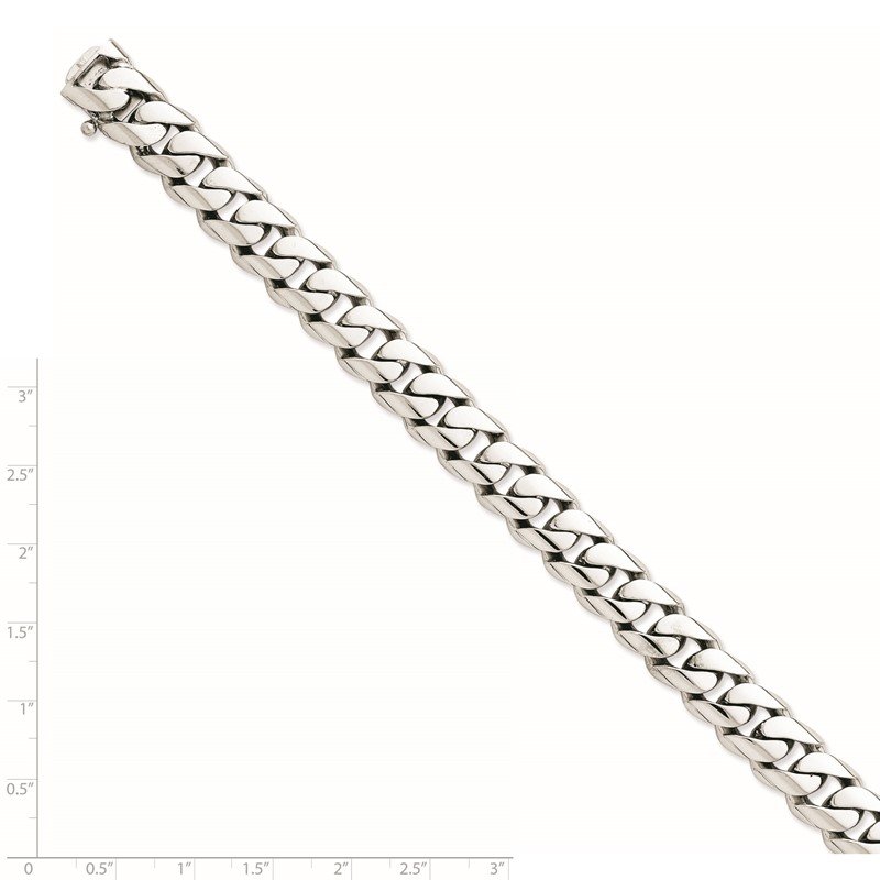 14K White Gold 20 inch 10.8mm Hand Polished Rounded Curb Link with Box Catch Clasp Chain