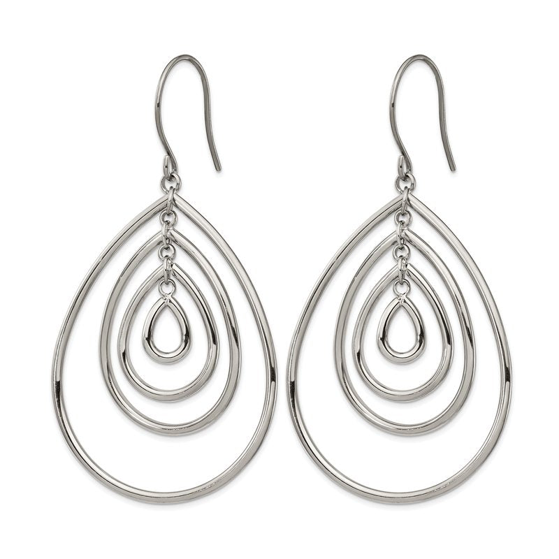 Stainless Steel Polished Dangle Shepherd Hook Earrings