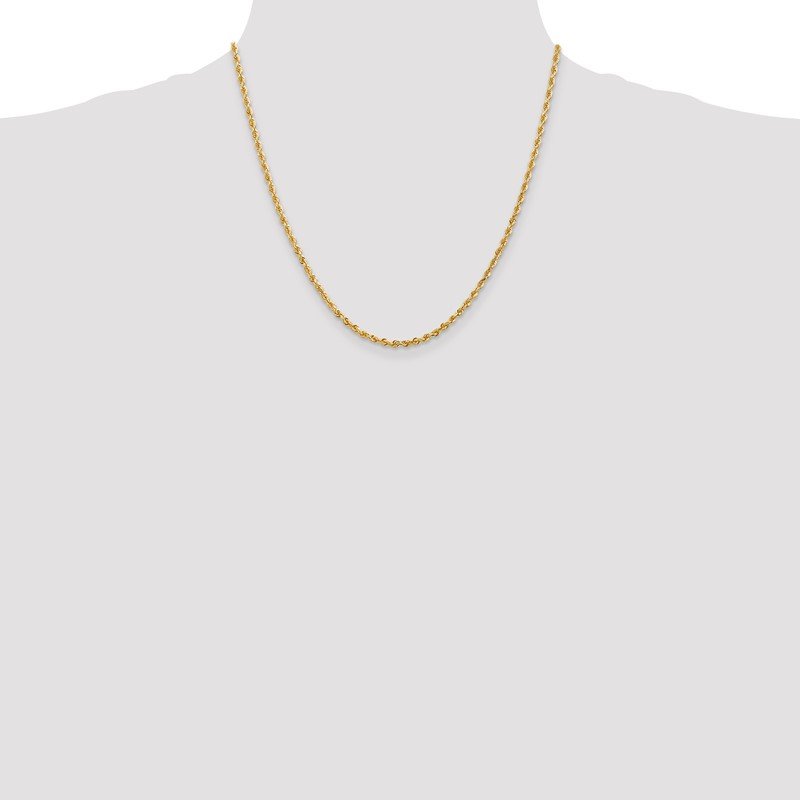 14K 26 Inch 2.75mm Diamond-cut Quadruple Rope Lobster Clasp Chain
