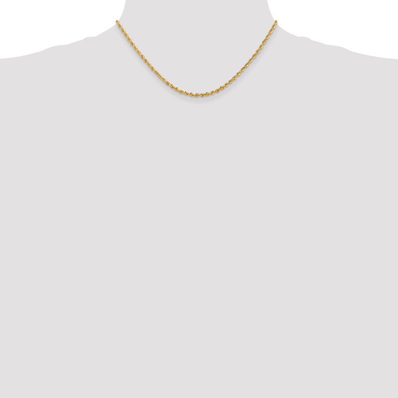 14K 26 Inch 2.75mm Diamond-cut Quadruple Rope Lobster Clasp Chain
