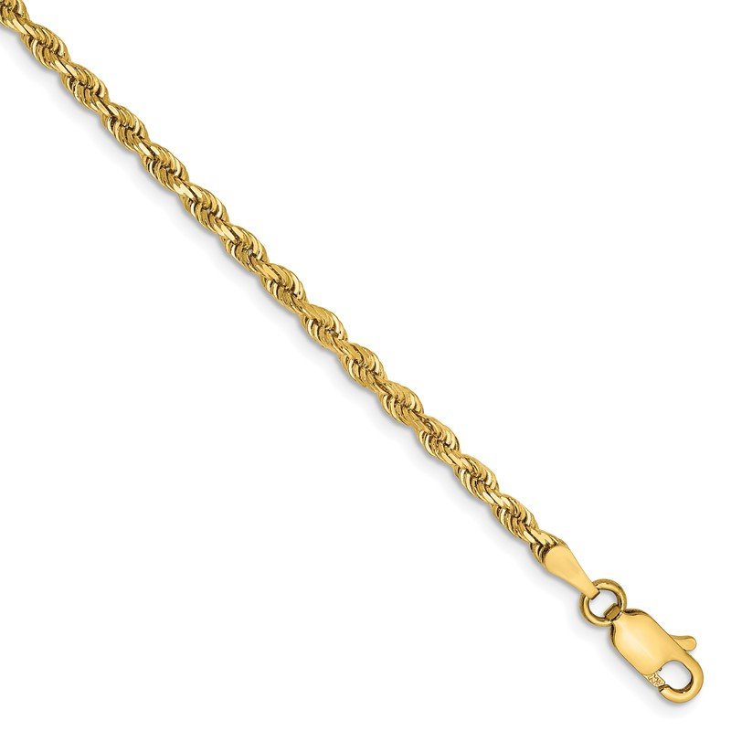 14K 26 Inch 2.75mm Diamond-cut Quadruple Rope Lobster Clasp Chain