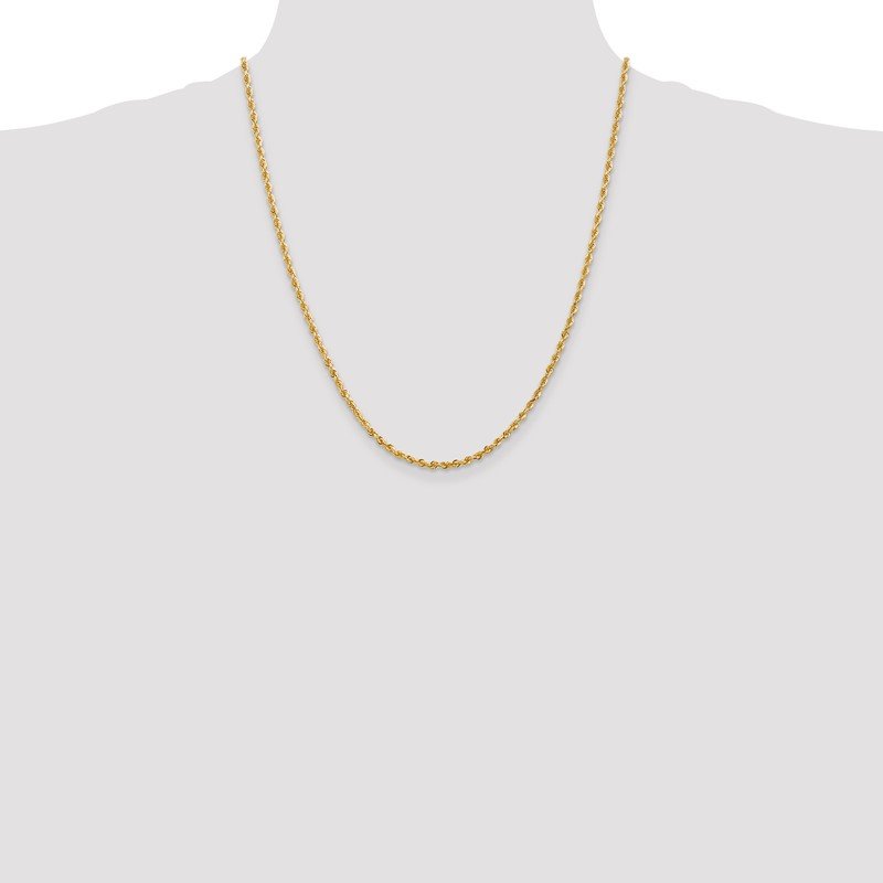 14K 26 Inch 2.75mm Diamond-cut Quadruple Rope Lobster Clasp Chain