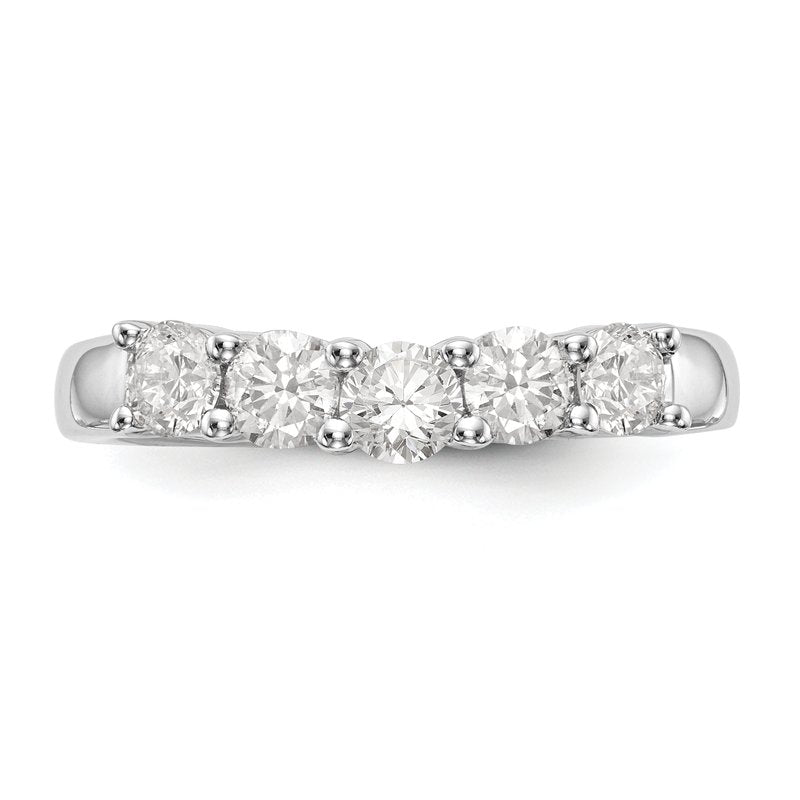 14K White Gold 7/8 carat Lab Grown Diamond VS/SI  D E F  5 Stone Band